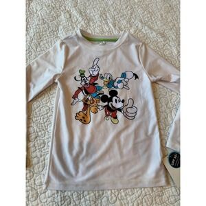 Disney Mickey and Friends Kids White Long Sleeve Rash Guard UPF 50+ Size 5T Swim